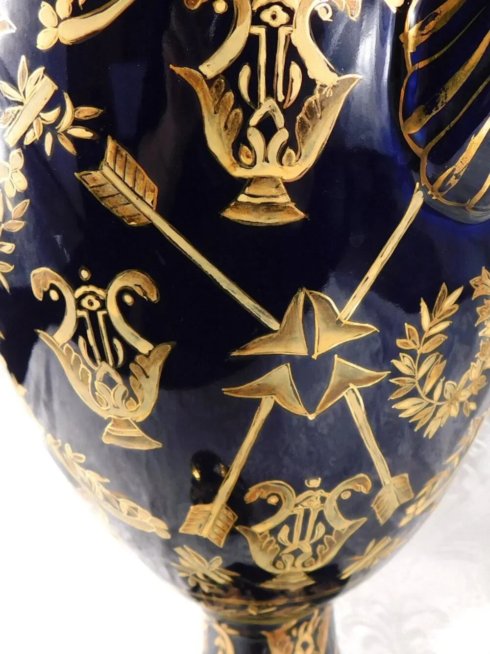 Big Blue Jar, Vase, or Urn with Angels # 27259